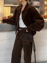 Brown Coudroy Zipper Jacket